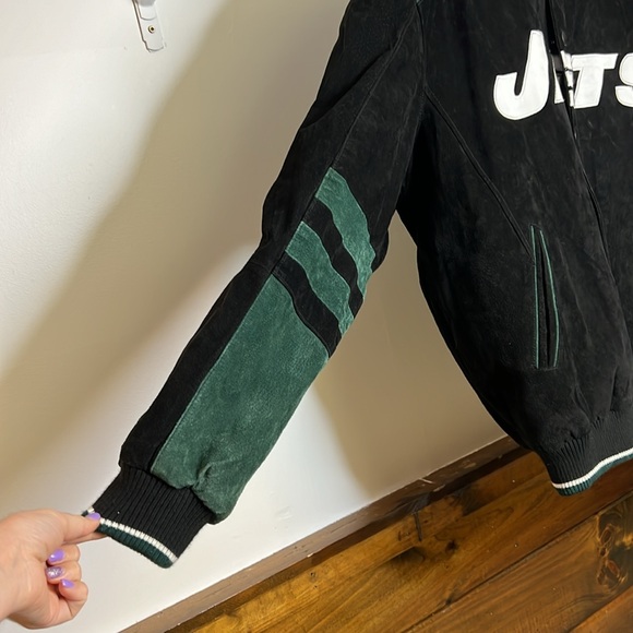 Vintage NY Jets NFL Suede Bomber Jacket- L - Picture 4 of 11